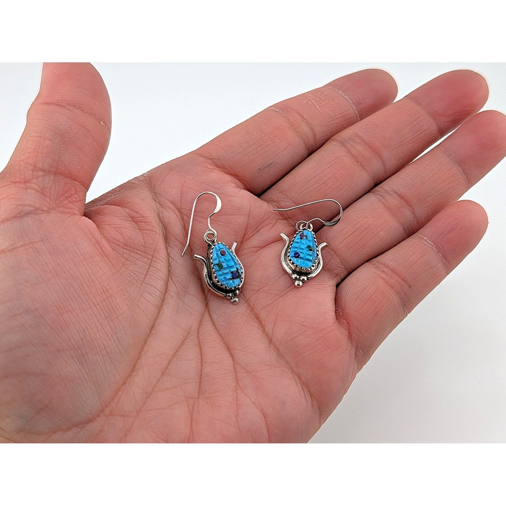 Zuni Earrings Native American Handmade Jewelry Corn Stalk Southwest Fashion *** - Picture 3 of 8
